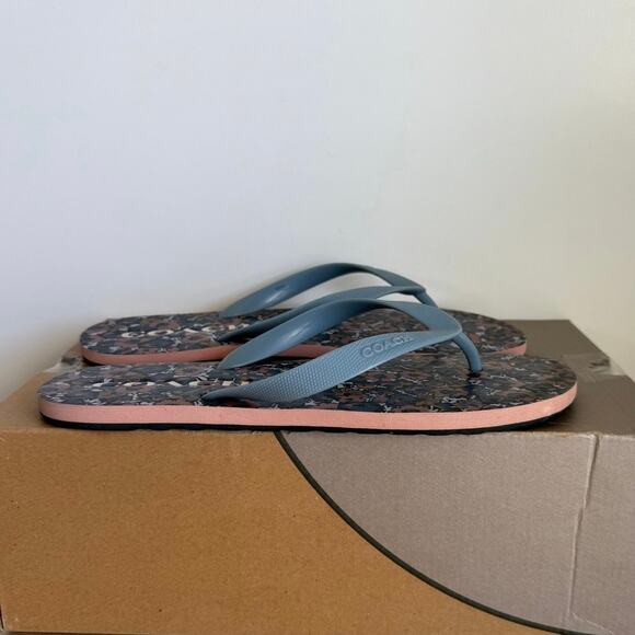 Coach Blue/Brown Floral Women Slides Flip Flops- SZ 9/10 - Picture 2 of 8